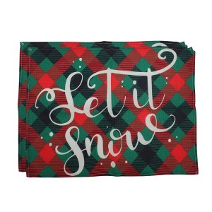 Unique Bargains Christmas Place Mats Linen Red Green White 13" x 17.7" 2 Pcs - 1 of 4