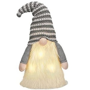 Aoibox Christmas Tree Topper Gnome 16.5 Inch Silver White Forest Fabric Santa Gnome with LED Timer Lights 1 Piece for Holiday Decor - 1 of 4