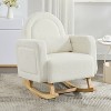 Accent Rocking Chair with Curved Back and Pillow, Ultimate Comfort for Your Home, Teddy Velvet, Cream White - 3 of 4