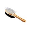 Bass Pet Brushes Dual Sided Pet Brush with 100% Premium Natural Bristle & Alloy Pin Pure Bamboo Handle Full Oval Striped Bamboo - 3 of 4