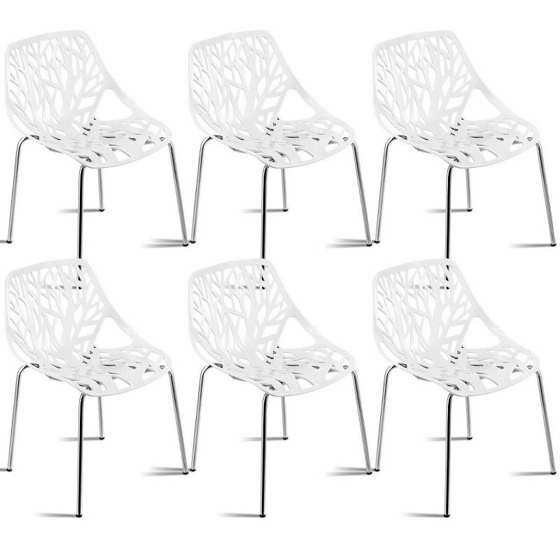 Costway Set Of 6 Birch Sapling Plastic Dining Side Chairs Stackable Accent Armless White, 1 of 11