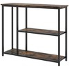 HOMCOM 39" Console Table, Modern Sofa Table with 2 Storage Shelves, Steel Frame, Narrow Entryway Table for Hallway, Brown - 4 of 4