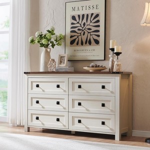 Dresser for Bedroom, Farmhouse Wood Rustic Wide Chest of Drawers, Storage Dressers Organizer for Bedroom, Living Room, Hallway - 1 of 4