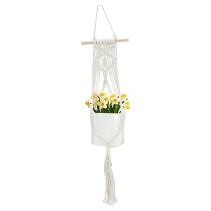 Unique Bargains Macrame Plant Hanger Woven Cotton Indoor Outdoor Decorative - 1 of 4