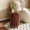 Lyngins 4-Piece Stackable Solid Wood Stool Set/Round Side Table, Bedroom Nightstand, Small End Table, Dining Stools (2 with Locking Wheels), Walnut - 2 of 4