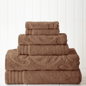 Modern Threads 6 Piece Jacquard Medallion Swirl Towel Set - 1 of 1