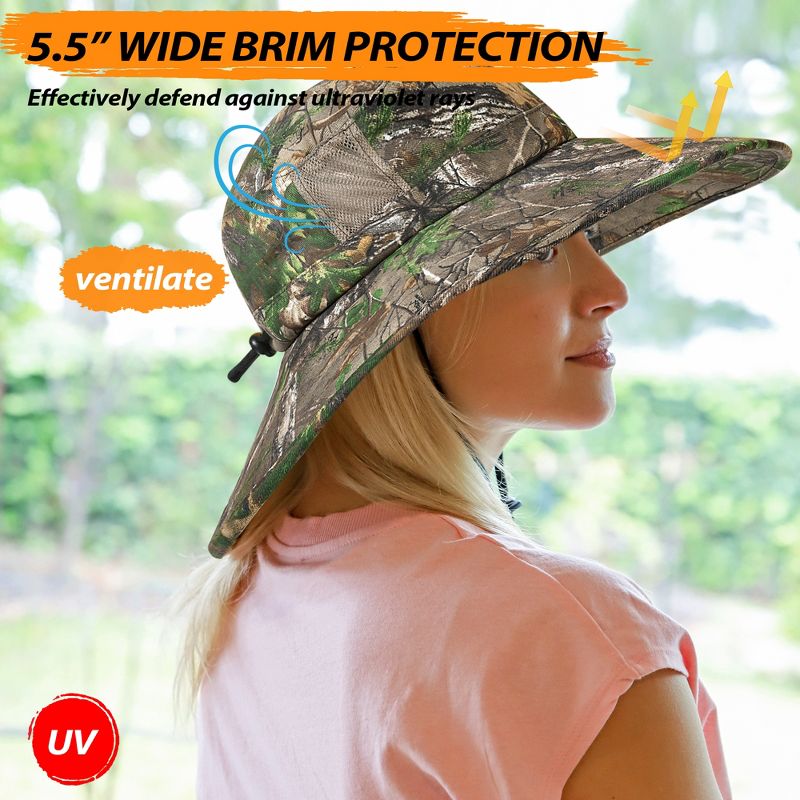 Tirrinia Camo Wide Brim Women UV Sun Protection Hat for Outdoor Garden Hiking Safari, 4 of 7