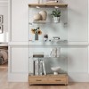 Modern Glass Display Cabinet with 2 Large Drawers, Bookshelf Storage Cabinet Accent Cabinet with LED lights - ModernLuxe - 3 of 4