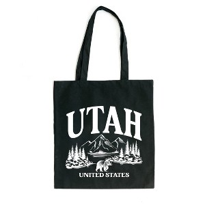 City Creek Prints Utah Forest Scene Canvas Tote Bag - 15x16 - Black - 1 of 2