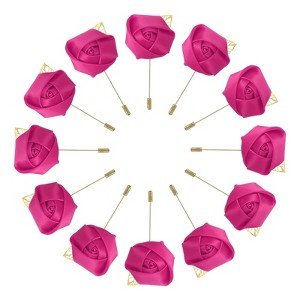 Unique Bargains Wedding Ceremony Anniversary Groom Silk Metal Rose Boutonnieres 24 Pcs - 1 of 3