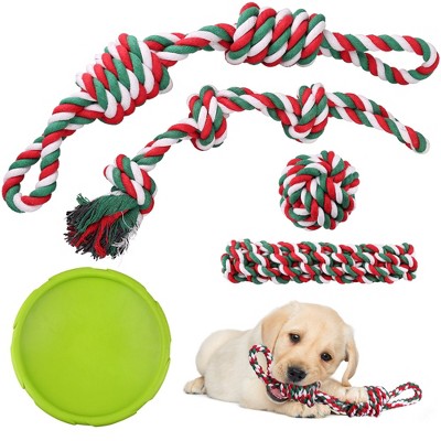 Prime Pets 5 Pcs Dog Toys, Dog Rope Toys and Flying Disc Set for Small and Medium Dogs