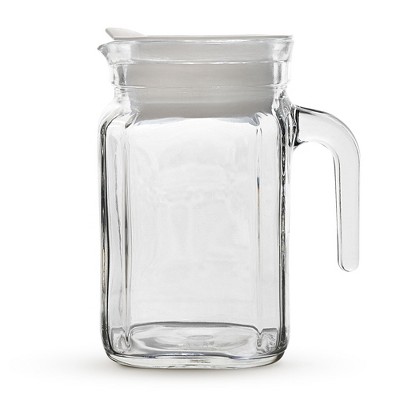 Amici Home Italian Igloo Quadra Glass Pitcher with Lid and Spout, Clear Glass Water Pitcher for Refrigerator, Carafe for Iced Tea, Juice, Milk, Brew