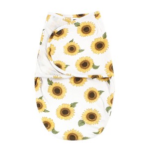 Hudson Baby Infant Girl Plush Faux Fur Swaddle Wrap, Sunflower, 0-3 Months - 1 of 2