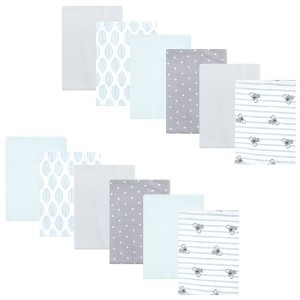 Hudson Baby Cotton Flannel Burp Cloths 12-Pack Bundle, Koala Stripe, One Size - 1 of 4