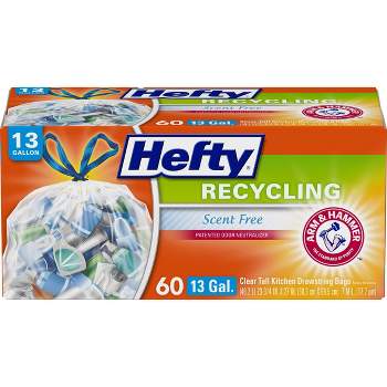 Hefty Recycling Clear Tall Kitchen Drawstring Trash Bag - 13 Gallon - 60ct