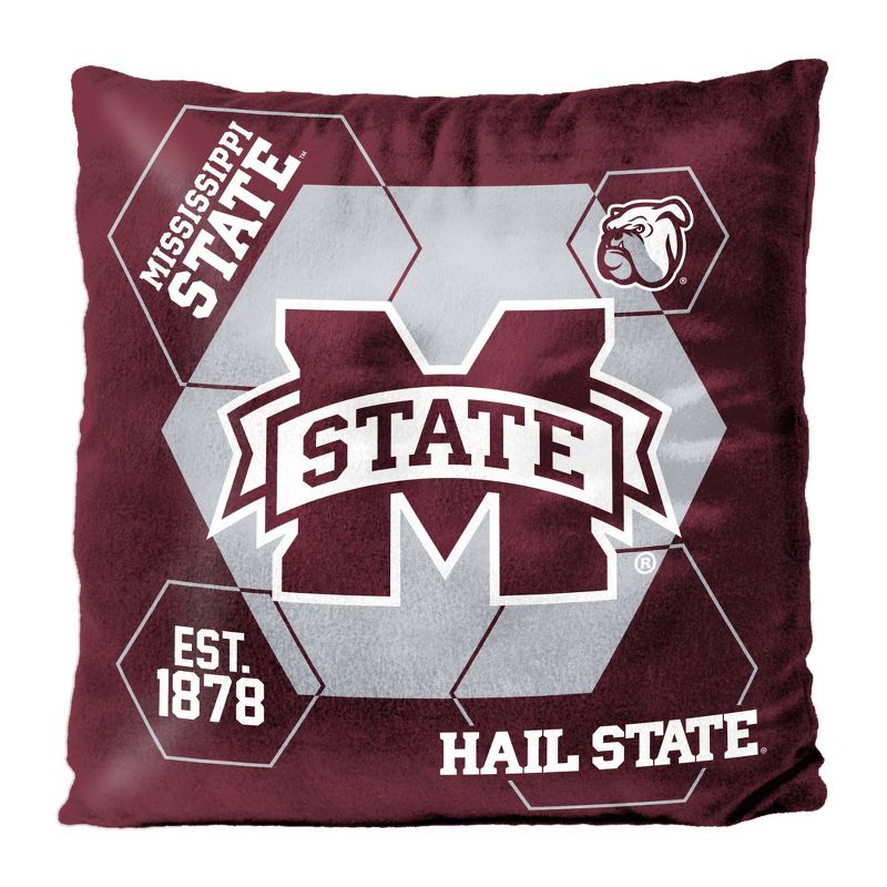 NCAA Mississippi State Bulldogs Velvet Pillow - Officially Licensed, Decorative, Comfortable, Square Shape, Multicolored, Polyester Fill, 1 of 4