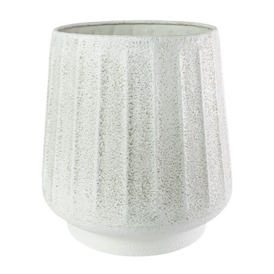 Fluted Sandy Planter White Metal - Foreside Home & Garden
