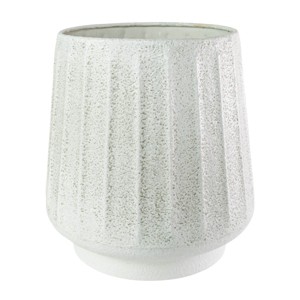 Fluted Sandy Planter White Metal - Foreside Home & Garden - 1 of 4