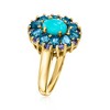 Ross-Simons Turquoise, 2.00 ct. t.w. London Blue Topaz and .10 ct. t.w. Iolite Ring in 18kt Gold Over Sterling - 3 of 4