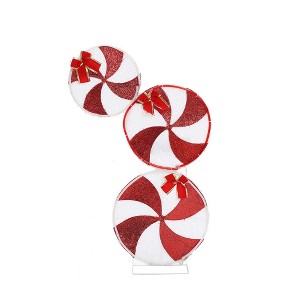 LuxenHome 2.7-Ft Tall Peppermint Candy Lighted Holiday Decoration Multicolored - 1 of 4
