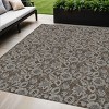 Chocolate And Charcoal Floral Washable Indoor Outdoor Area Rug - 2 of 4