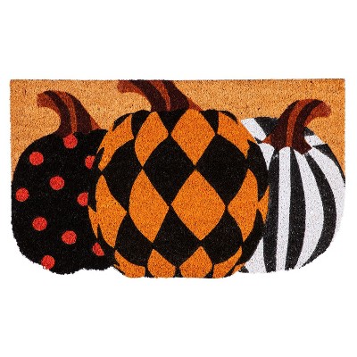 Evergreen Pattern Pumpkins Shaped Coir Mat