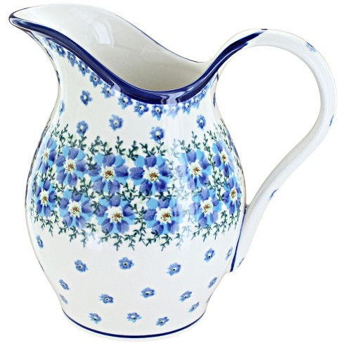 Beautiful Blue Enamel One Quart Pitcher 