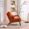 KTMBDW Accent Chair Wide Armrest Mid-Century Lounge Chair Linen Fabric Armchair with Lumbar Pillow & Oak Wood Frame for Living Room, Bedroom, Balcony - 2 of 4
