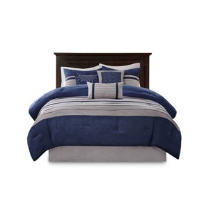ChicFurnit Bedding Set Pieced Faux Suede Comforter Set Soft and Stylish for Modern Bedroom, Blue, 18.7"*13.58"*11.61" - 1 of 4