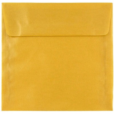 JAM Paper 6 x 6 Square Translucent Vellum Invitation Envelopes Gold PACV577