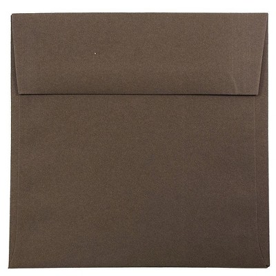 JAM Paper 6 x 6 Square Invitation Envelopes Chocolate Brown Recycled 234680I