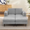 Modern Chaise Lounge Sofa Bed, Chenille Upholstered Sofa Couch Sofa Chaise with Dual-Layer Armrests - ModernLuxe - 2 of 4