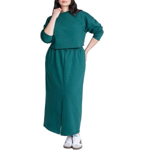 ELOQUII Women's Plus Size Maxi French Terry Skirt - 1 of 4