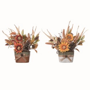 Transpac Floral Milk Jug Centerpiece Set of 2 Fall/Harvest Home Decorations - 1 of 1