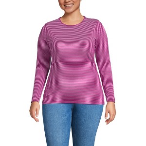 Lands' End Women's Plus Size Lightweight Jersey Skimming Long Sleeve Crew Neck T-shirt - 1 of 3