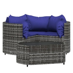vidaXL Patio Furniture Set 4 Piece Modern Lounge Set with Cushions Poly Rattan - 1 of 4