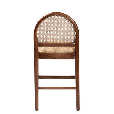 Maryland Natural Rattan and Acacia Wood Bohemian Counter Stool
