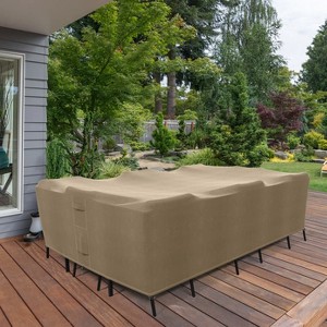 KHOMO GEAR Medium Patio Furniture Cover - Durable, Water-Resistant Outdoor Table & Chair Set Cover for Deck, Lawn, or Backyard Use - Brown - 1 of 4