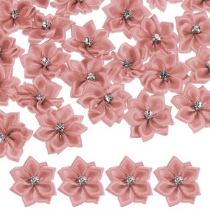 Unique Bargains Artificial Satin Durable Flexible Decorative Mini Ribbon Flowers with Rhinestones 1.2 Inch 100 Pcs - 1 of 4