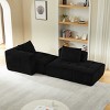 Modular Corduroy Convertible Sectional Sofa with 2 Throw Pillows, L-Shaped Sofa Set, Minimalist Sectional Couch for Living Room – The Pop Home - 3 of 4