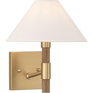 Possini Euro Design Possini Euro Conrad 11"H Brushed Champagne and Faux Wood Wall Sconce - 1 of 4