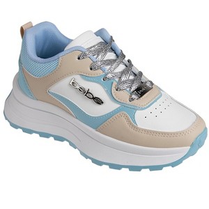 bebe Women's Fashion Lace-Up Platform Shoes Chunky Sneakers with Mixed Material Upper and Logo Rivet - 1 of 4