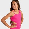Girls' Scallop Puff Jacquard One Piece Swimsuit - art class™ - 3 of 3