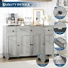 55inch Buffet Cabinet with Drawers-Large Sideboard Buffet Storage Cabinet with Shelves and Doors-Minimalist Coffee Bar Station Wood Kitchen Table fo - 4 of 4