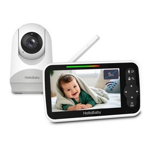 HelloBaby 5" Video Baby Monitor with Remote Pan-Tilt-Zoon (HB6251) - White - 1 of 4