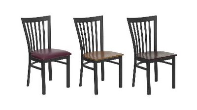 Elegant Black Steel and Walnut Wood Slat Side Chair