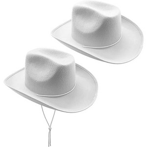 4E's Novelty 2 Pack Kids Cowboy Hat - White Cowboy Hats with Chin Strap for Boys & Girls Ages 5-12 Dress-Up Fun - 1 of 4