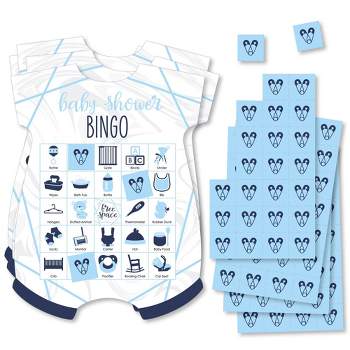 Big Dot of Happiness It’s Twin Boys - Picture Bingo Cards and Markers - Blue Twins Baby Shower Shaped Bingo Game - Set of 18