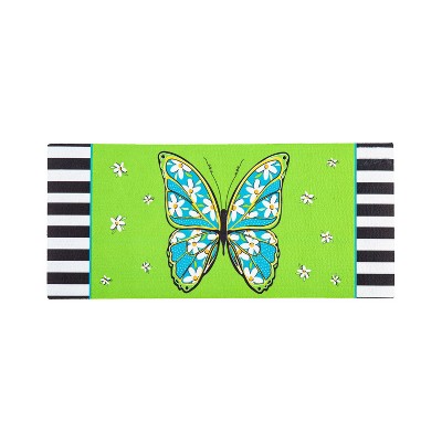 Evergreen Floral Butterfly Welcome Sassafras Indoor Outdoor Switch Doormat 1'10"x10" Multicolored
