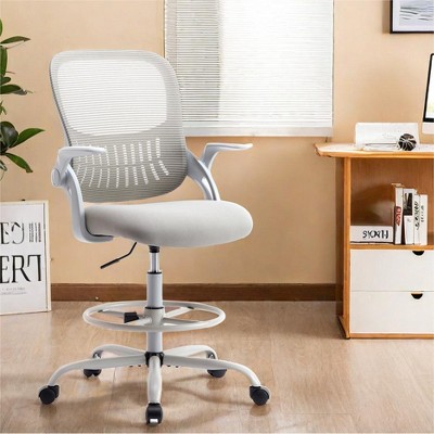 GlasFlength Tall Seating Sets with Adjustable Foot Ring, Counter Height Office Chairs, for Standing Desk, Gray, 28.35"*28.35"*48.82"